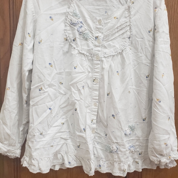 Fen Teng xl adorable flower button lace trim flower appliqué night shirt ru… - Picture 8 of 9